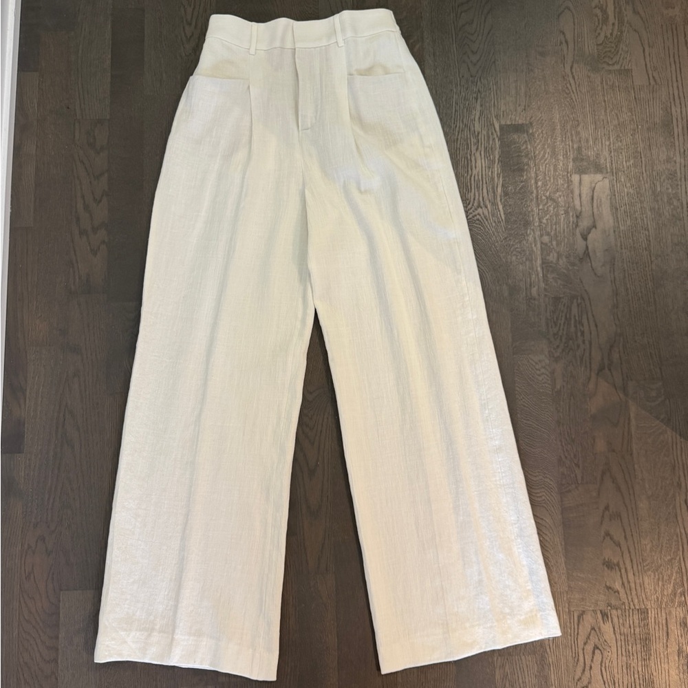 Zara Cream Wide Leg Pants with High Waist